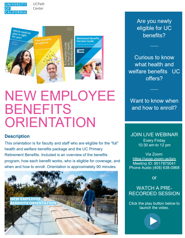 Image for a flyer regarding New Employee Benefits Orientation sessions