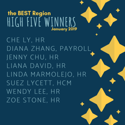 Best Region High Five Winners January 2019